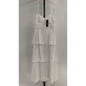 Lulu's White Pleated Tiered Dress
